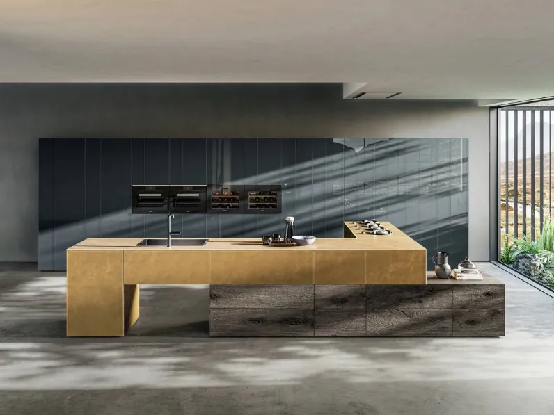 Cucina Design 36e8 Project 1086 in vetro e legno di Lago