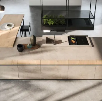 Cucina Design con isola in gres e rovere antico biondo Ak 04 03 di Arrital