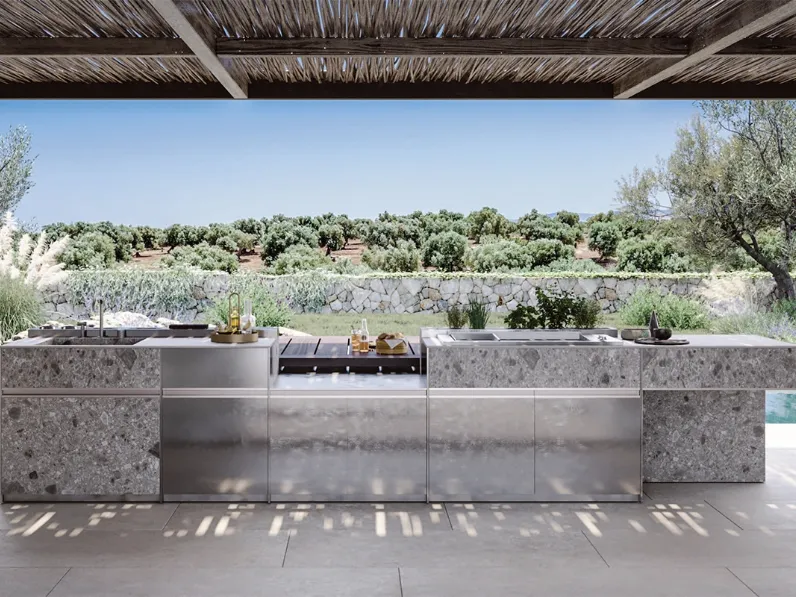 Cucina Design con isola in gres e acciaio Alberobello 1 di Zampieri Cucine