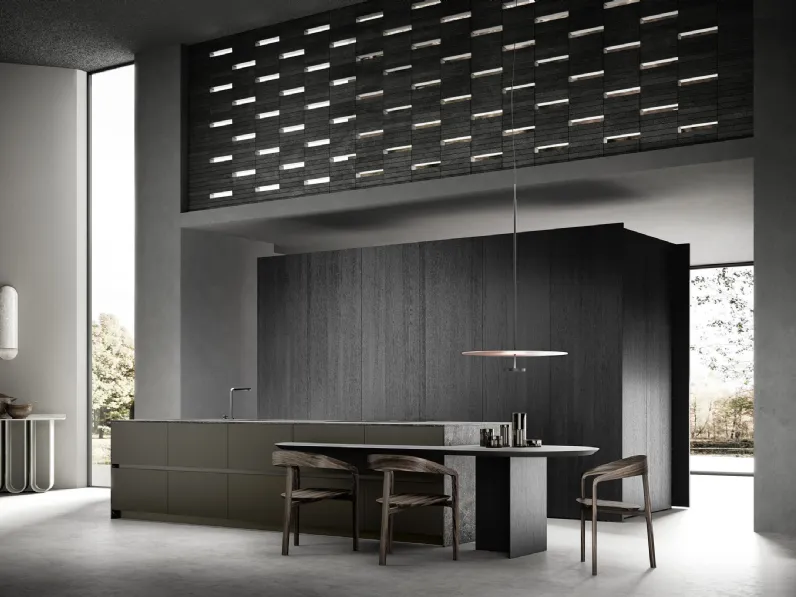Cucina Design con isola Sistema 22 Sofisticata in rovere e laccato di Alta Cucine