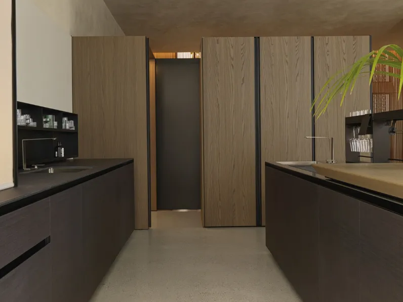 Cucina Design con isola Antis Project 6 in laccato satin di Euromobil