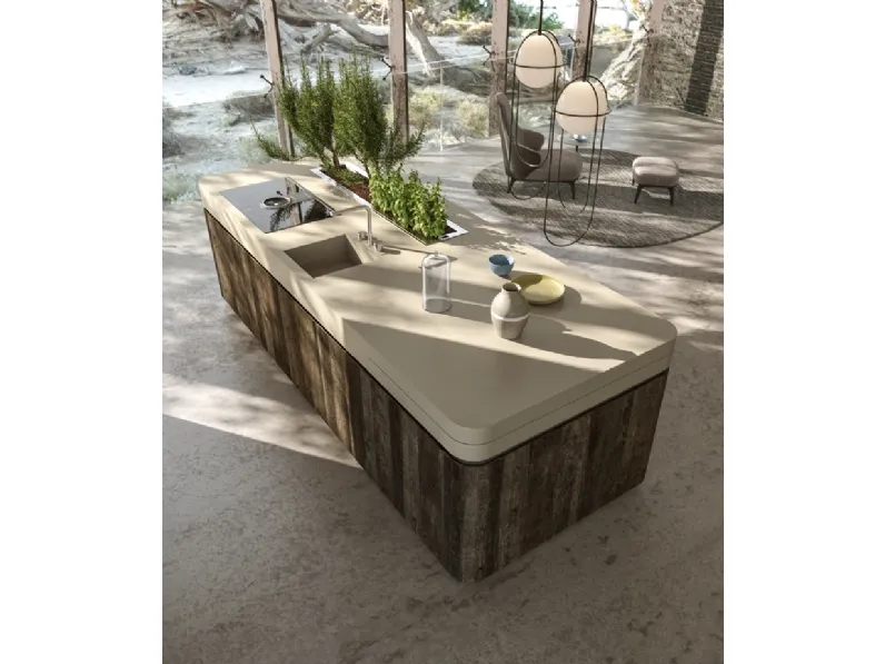 Cucina Design Oasi in Rovere ossidato con angoli smussati di Aran