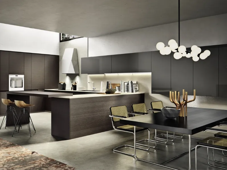 Cucina Design con penisola Arena in legno di Maistri