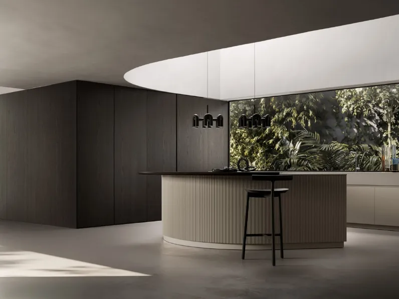 Cucina Design con isola curva Arkè Shape 01 di Pedini