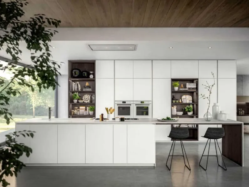 Cucina Design lineare in laccato bianco opaco Ypsilon 02 di Armony