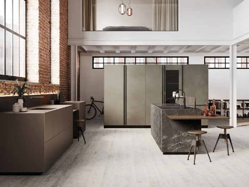 Cucina Design Artematica Soft Outline Vitrum Opaco Terra e Marmo di Valcucine