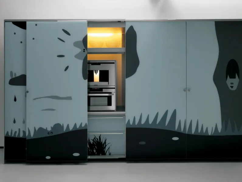 Cucina Design Artematica Vitrum Arte Natura Bianco e Nera di Valcucine