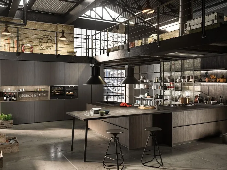 Cucina Design con penisola HC-08 Industrial Kitchen 01 di Astra