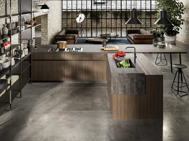 Cucina Design con penisola HC-08 Industrial Kitchen 01 di Astra