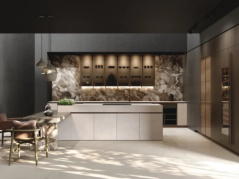 Cucina Design con isola Balance Superwood di Binova