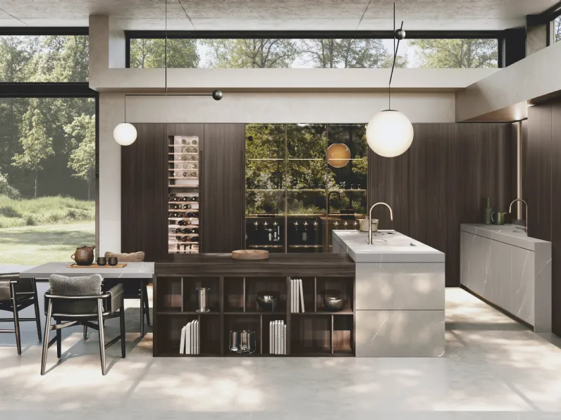 Cucina Design con isola e penisola Bluna Gres di Binova