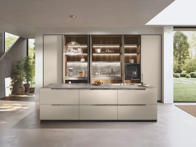 Cucina Design con isola Bluna Maniglia Stone di Binova