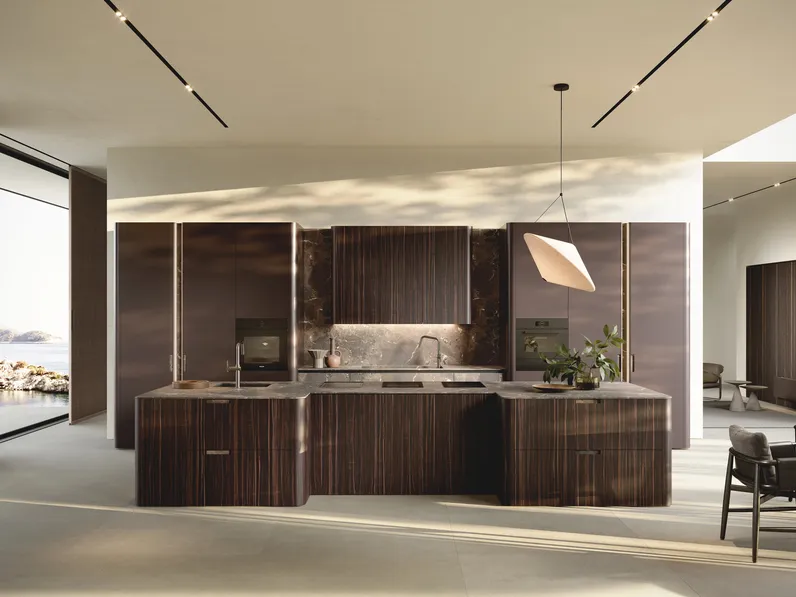 Cucina Design con isola Bluna Metal 5|0 di Binova