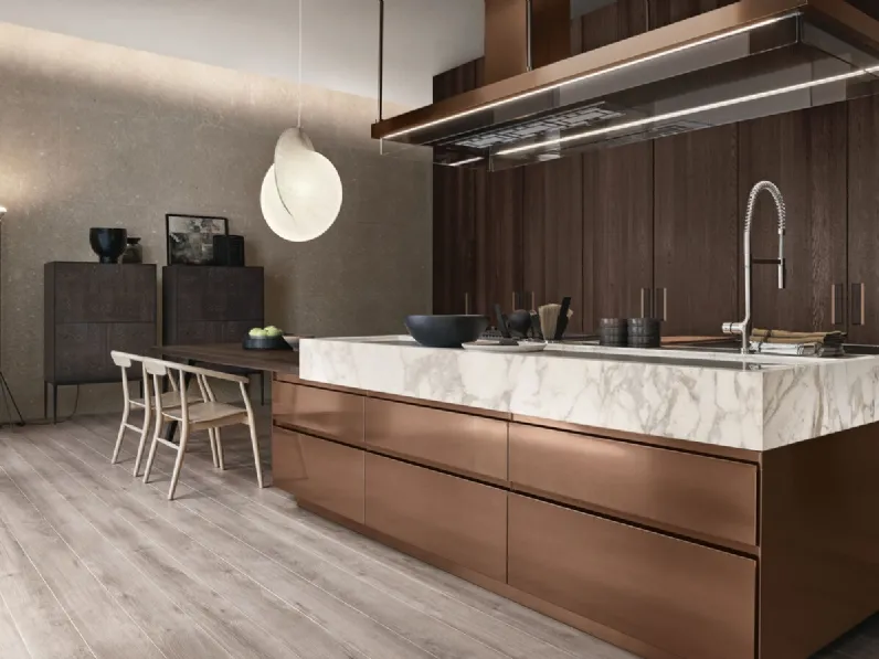 Cucina Design Convivium con tavolo integrato di Arclinea