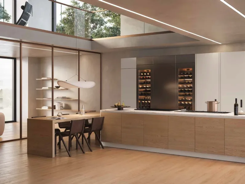 Cucina Design 01 in rovere cipria con isola di Garofoli