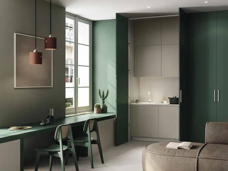 Cucina Design 05 minimal lineare a scomparsa in laccato opaco di Garofoli