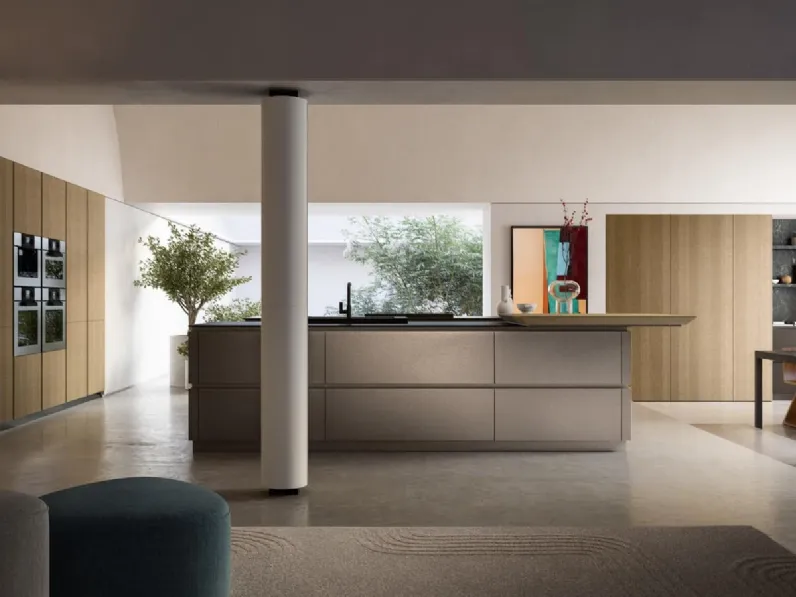 Cucina Design con doppia isola Diamond composizione 02 in legno e laccato di Armony