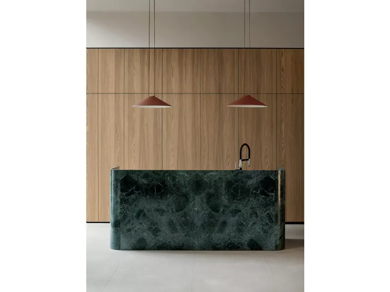 Cucina Design in olmo con isola in gres EL_01 di Elmar