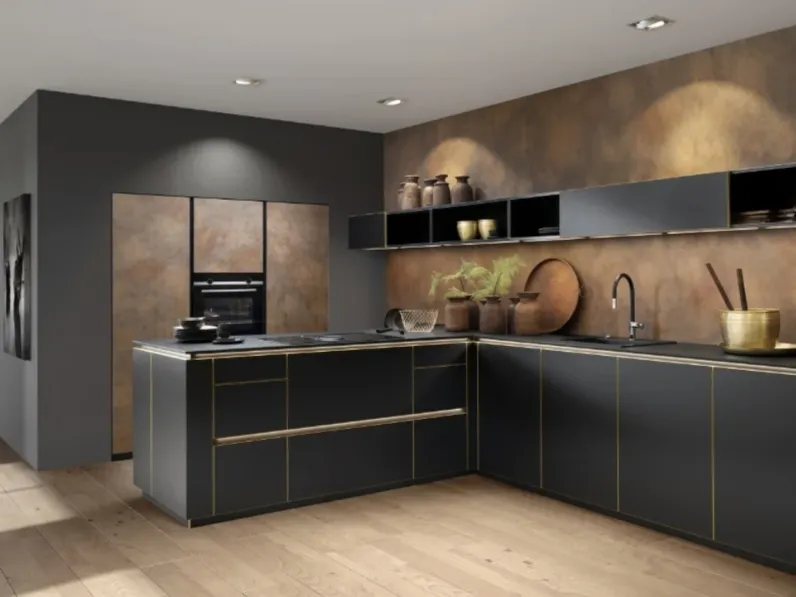 Cucina Design con penisola Flair Ferro di Nolte