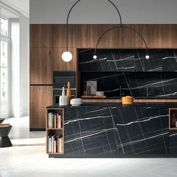 Cucina Design con isola HC-08 High Design 08 in noce e HPL di Astra