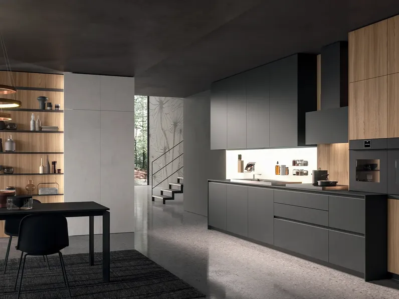 Cucina Design lineare HC-08 High Design 09 in HPL e Olmo di Astra