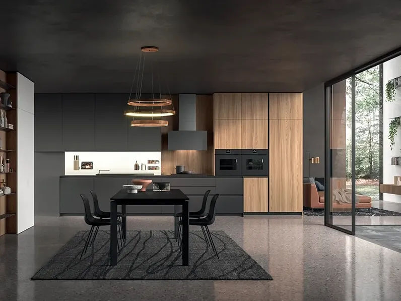 Cucina Design lineare HC-08 High Design 09 in HPL e Olmo di Astra