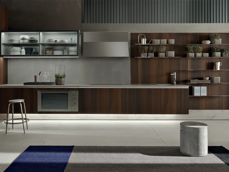 Cucina Design lineare Icon 03 in rovere termotrattato liscio di Ernestomeda