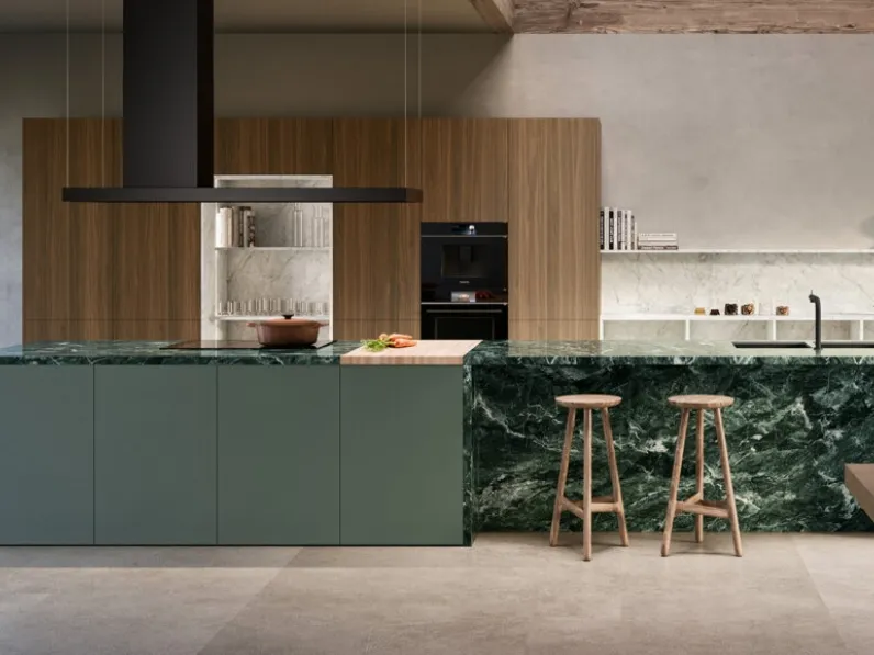 Cucina Design con isola Impronta 05 Rima in legno, Fenix e Gres di Doimo Cucine