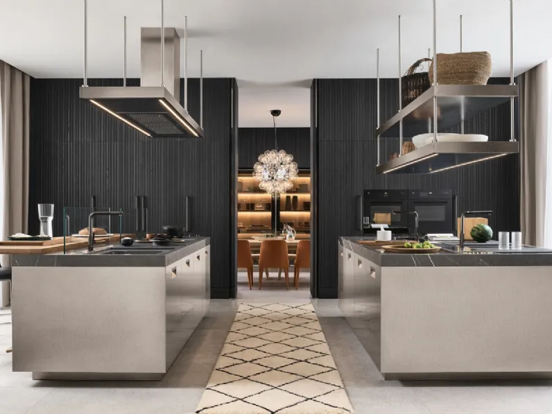 Cucina Design Italia Doppia Isola in acciaio di Arclinea