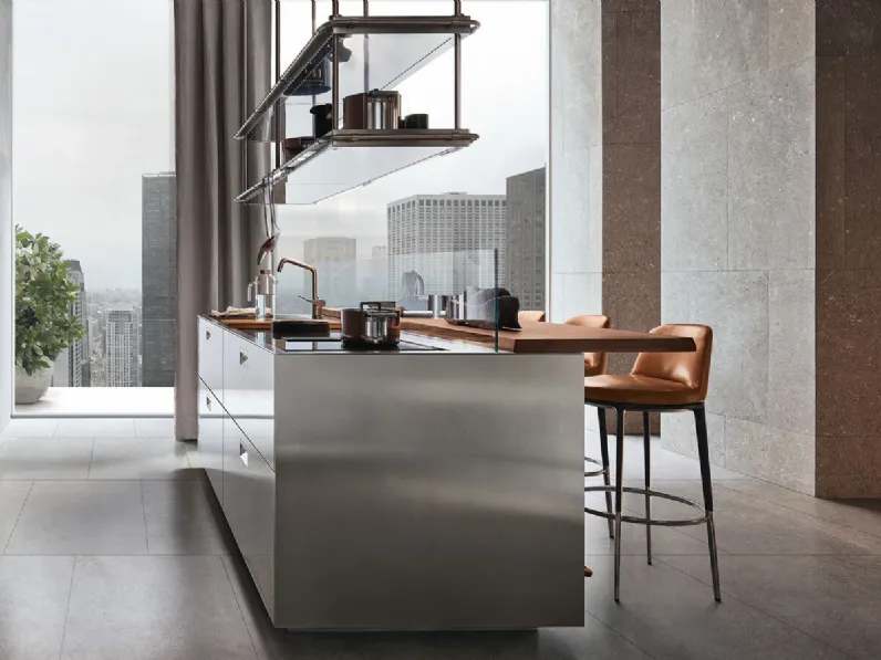 Cucina Design Italia Isola in acciaio e legno di Arclinea