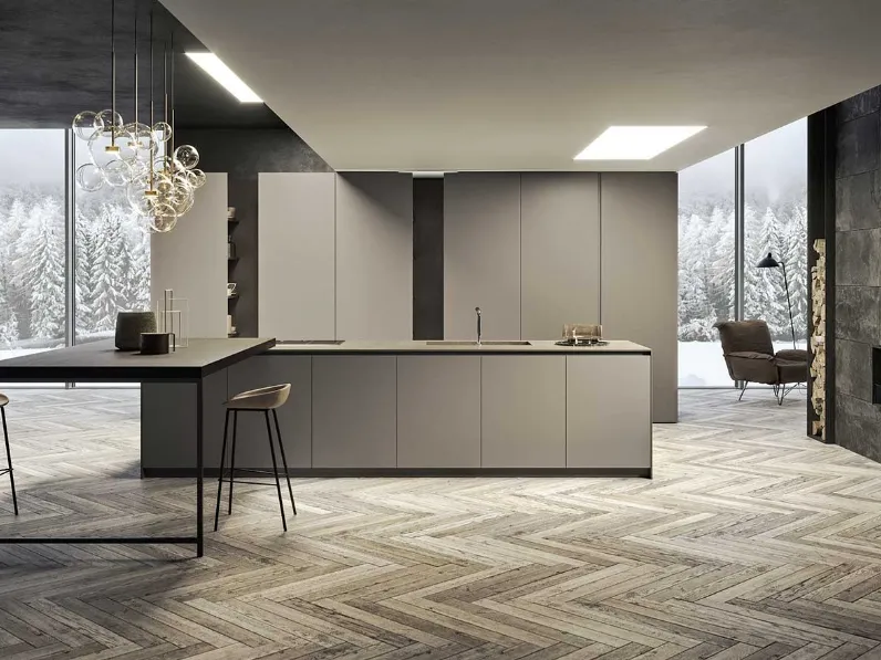 Cucina Design con isola e penisola Arkè 01 di Pedini