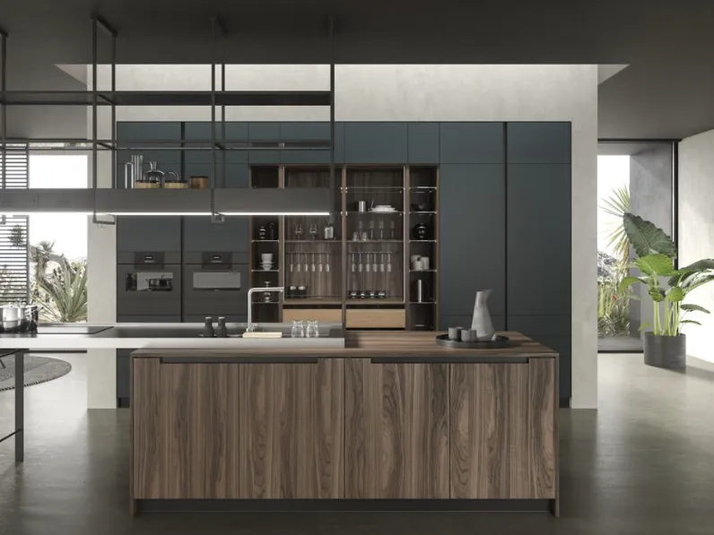Cucina Design in laccato con isola in essenza Lab13 Kitchen 02 di Aran