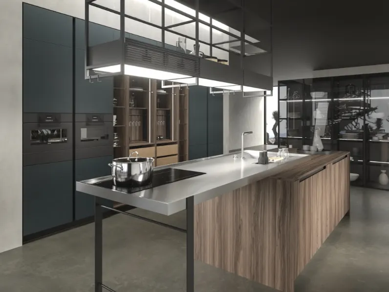 Cucina Design in laccato con isola in essenza Lab13 Kitchen 02 di Aran