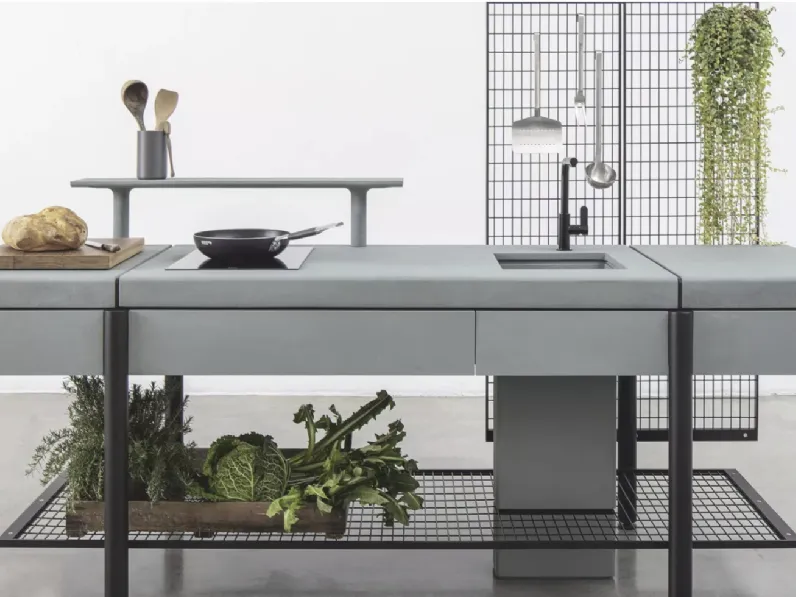 Cucina Design indoor e outdoor in cementoskin Libera di Elmar