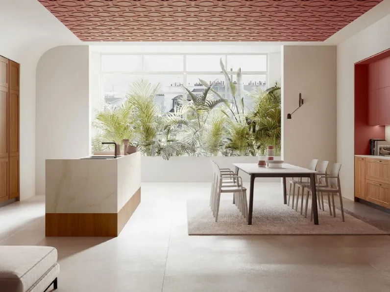 Cucina Design in noce con isola Ligna composizione 03 di Armony