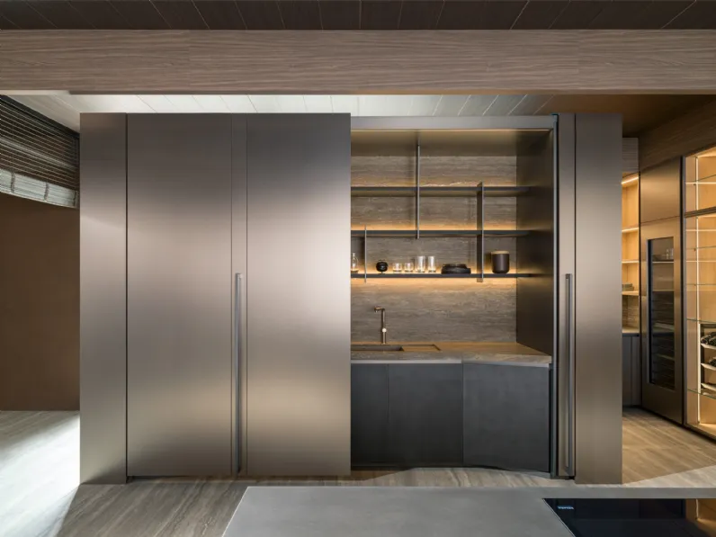Cucina Design Tivalì 2|0 By Yabu Pushelberg in laccato Antracite di Molteni & C