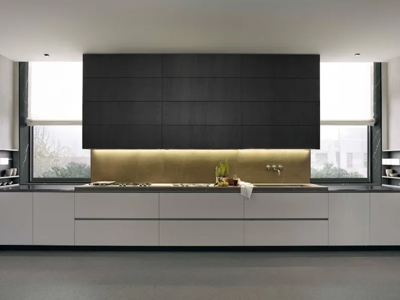 Cucina Design lineare My Planet in laccato e legno di Poliform
