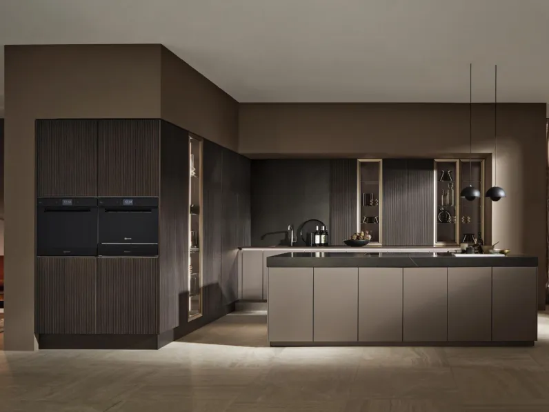 Cucina Design con isola NeoLodge 01 in laccato e legno di Nolte