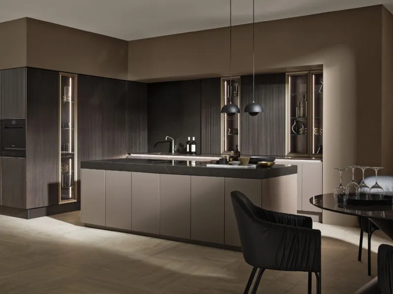 Cucina Design con isola NeoLodge 01 in laccato e legno di Nolte