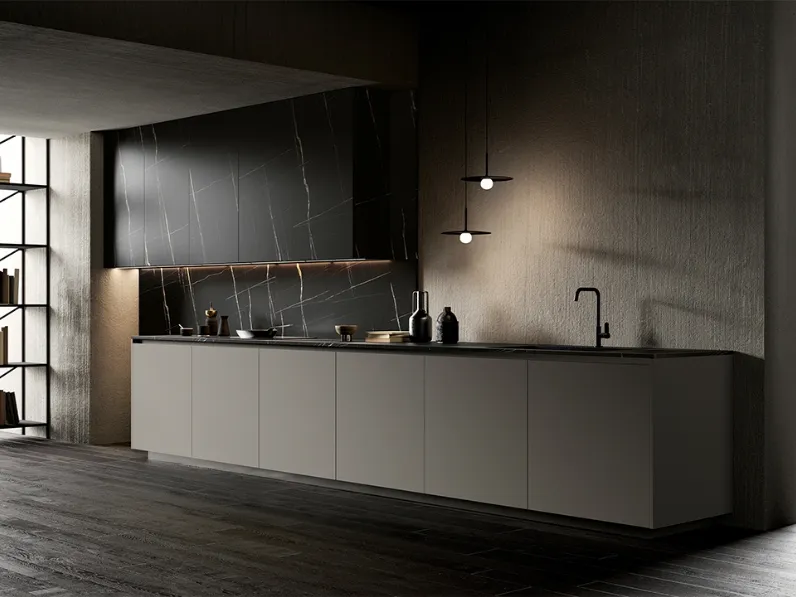 Cucina Design lineare One 04 in laminato opaco Incenso di Ernestomeda