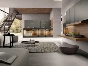 La cucina a isola Aroma 02 di Pedini unisce design contemporaneo e funzionalità.