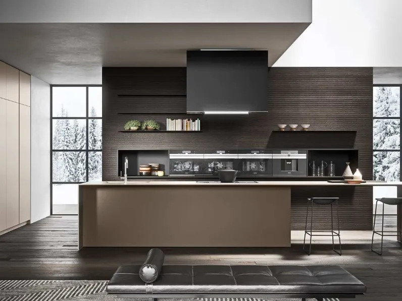 Cucina Design con isola Moka 03 di Pedini