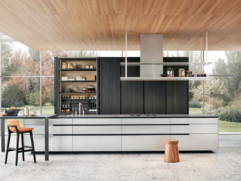 Cucina Design con isola in acciaio Phoenix 02 di Poliform
