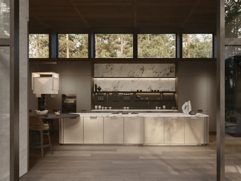 Cucina Design con isola Physis in laccato Bronzo e Iris di Molteni & C
