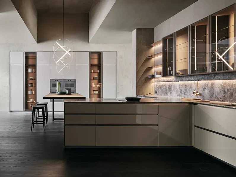 Cucina Design Prime in laccato lucido Argilla di Molteni & C
