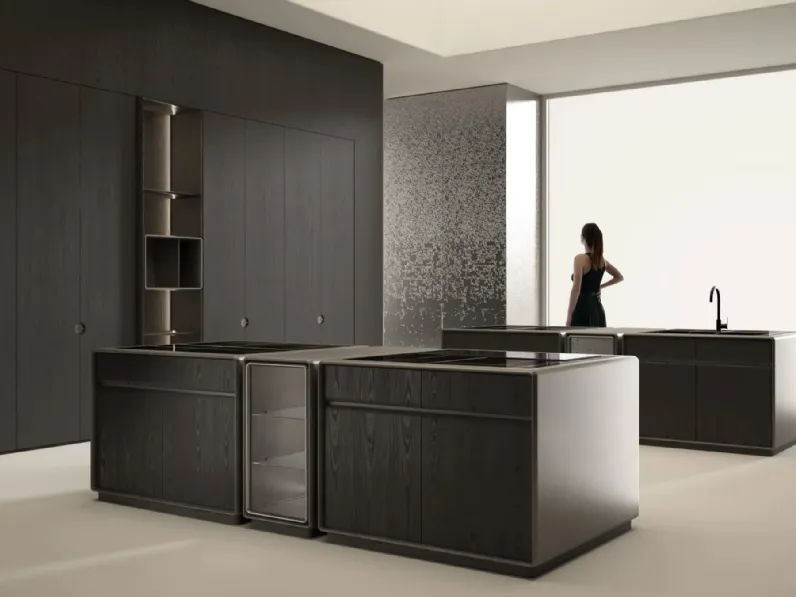 Cucina Design con doppia isola Progetto Cucina #04 in legno tinto black di Laura Meroni