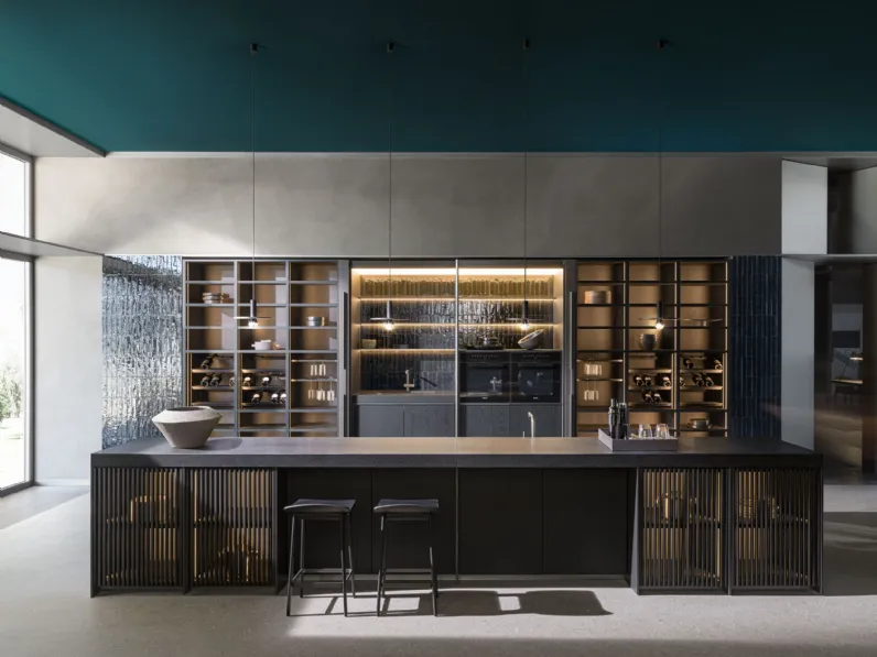 Cucina Design con isola Ratio Frassino Nero di Molteni & C