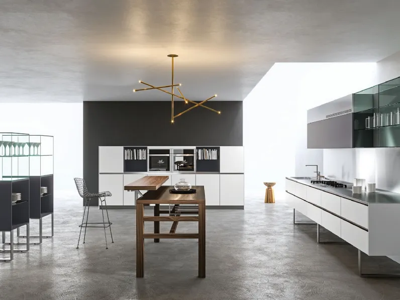 Cucina Design ad angolo Sipario in Fenix Alaska e Grigio Bromo di Aran