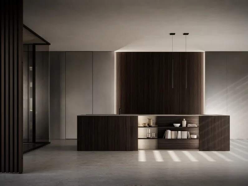 Cucina Design con isola Skill Legno di Modulnova