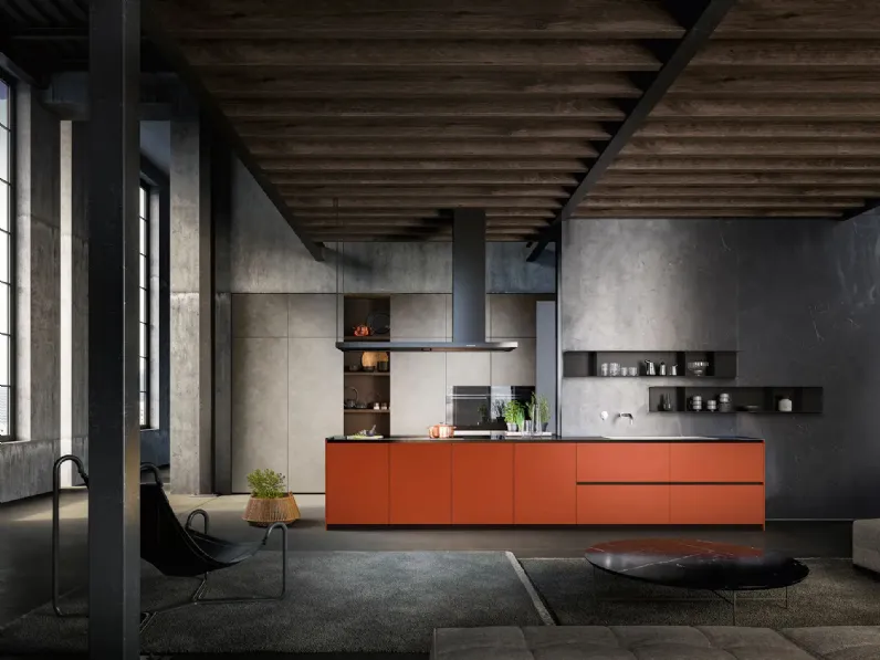 Cucina Design Skyline + Yota Portrait 28 in acciaio e laminato  di Armony